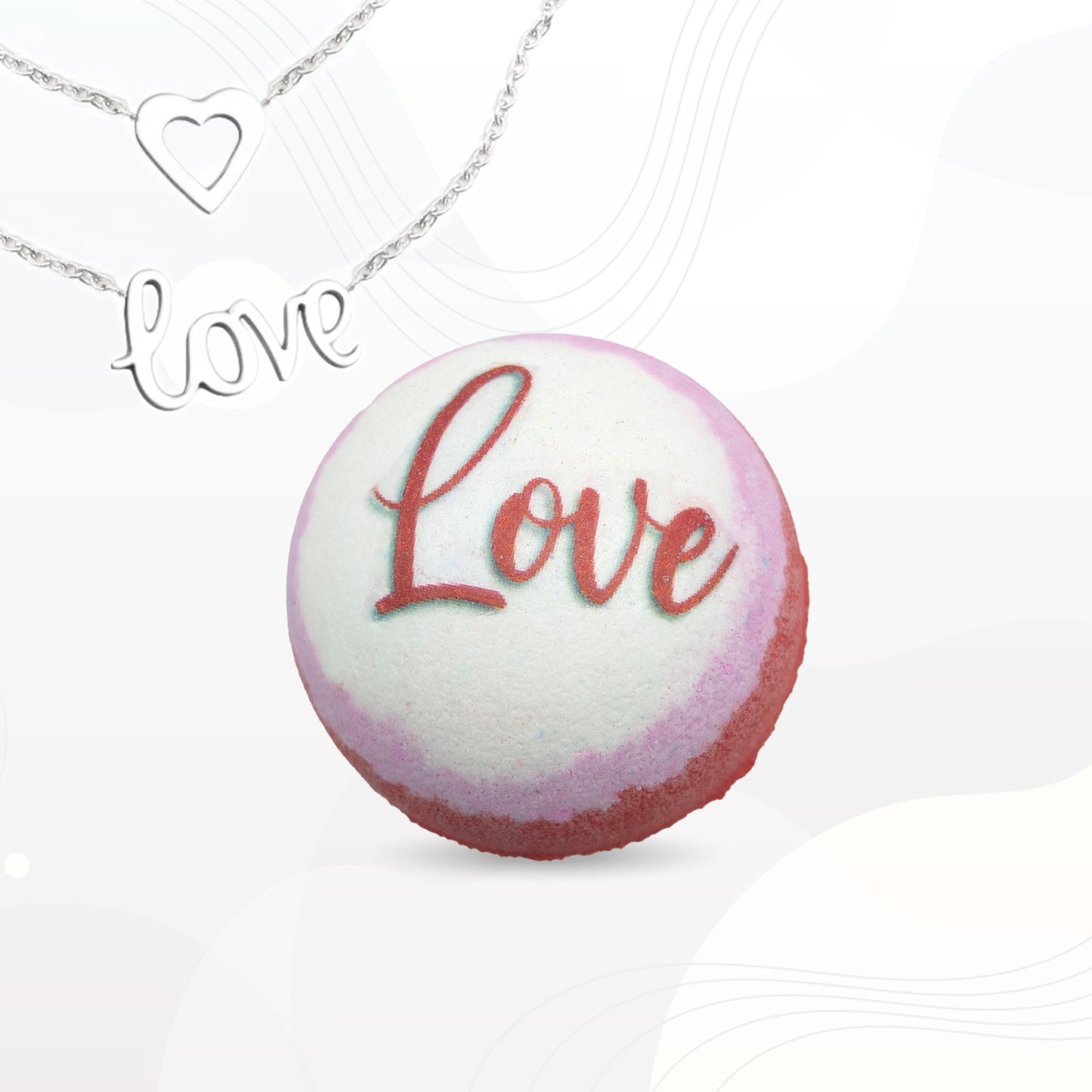 Affirmation Bath Bomb "Love" Message with Necklace - Fizzy, Self-Love, Mindfulness & More (Empowering, Feminist, Handmade)