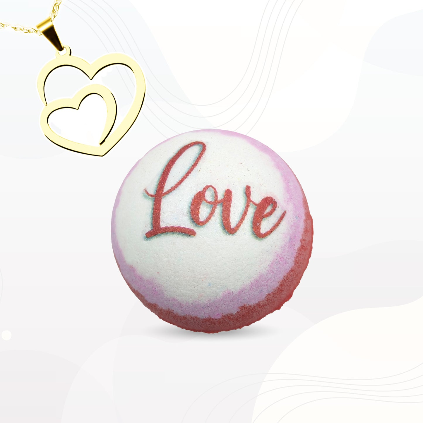 Affirmation Bath Bomb "Love" Message with Necklace - Fizzy, Self-Love, Mindfulness & More (Empowering, Feminist, Handmade)